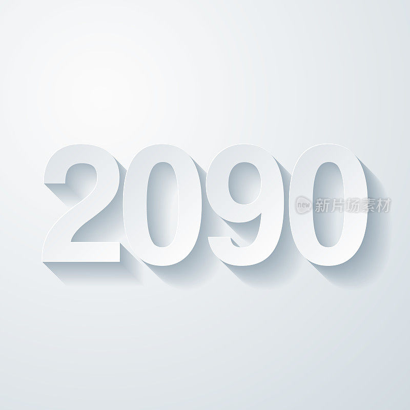 2090 - 2000年。空白背景上剪纸效果的图标